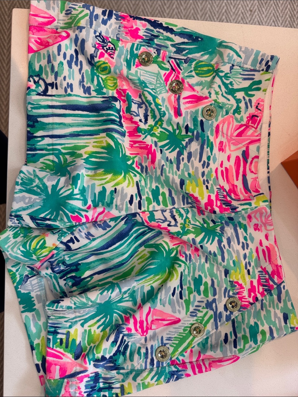 Lilly Pulitzer Tropical Print High-Waist Shorts in Bright Multi